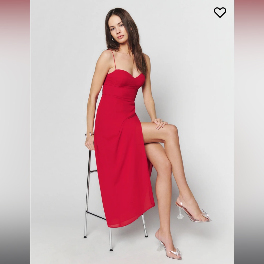 Reformation Kourtney Dress In Cherry Size 2